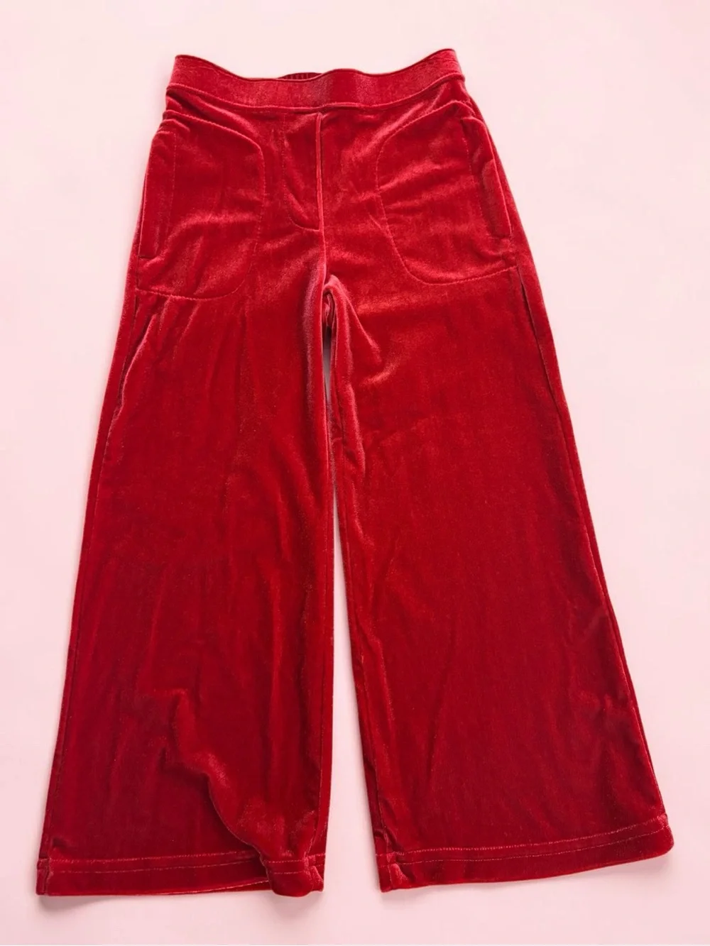 The Children's Place Vintage 90s Red Velour Wide Leg Pants Girls Size 4 Y2K